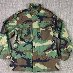 Vintage Alpha Industries US Army M65 Jacket Coat Men's Small Short Woodland Camo